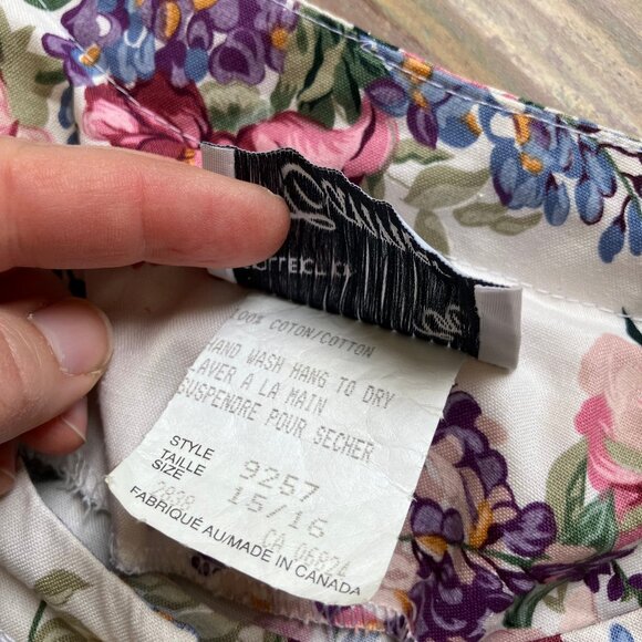 Cannes Collection Floral Maxi Dress w/ Belt Short Sleeves Drop Waist Vintage 90s - Picture 9 of 13